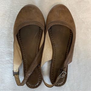 Frye Brown Leather Slingback Flats